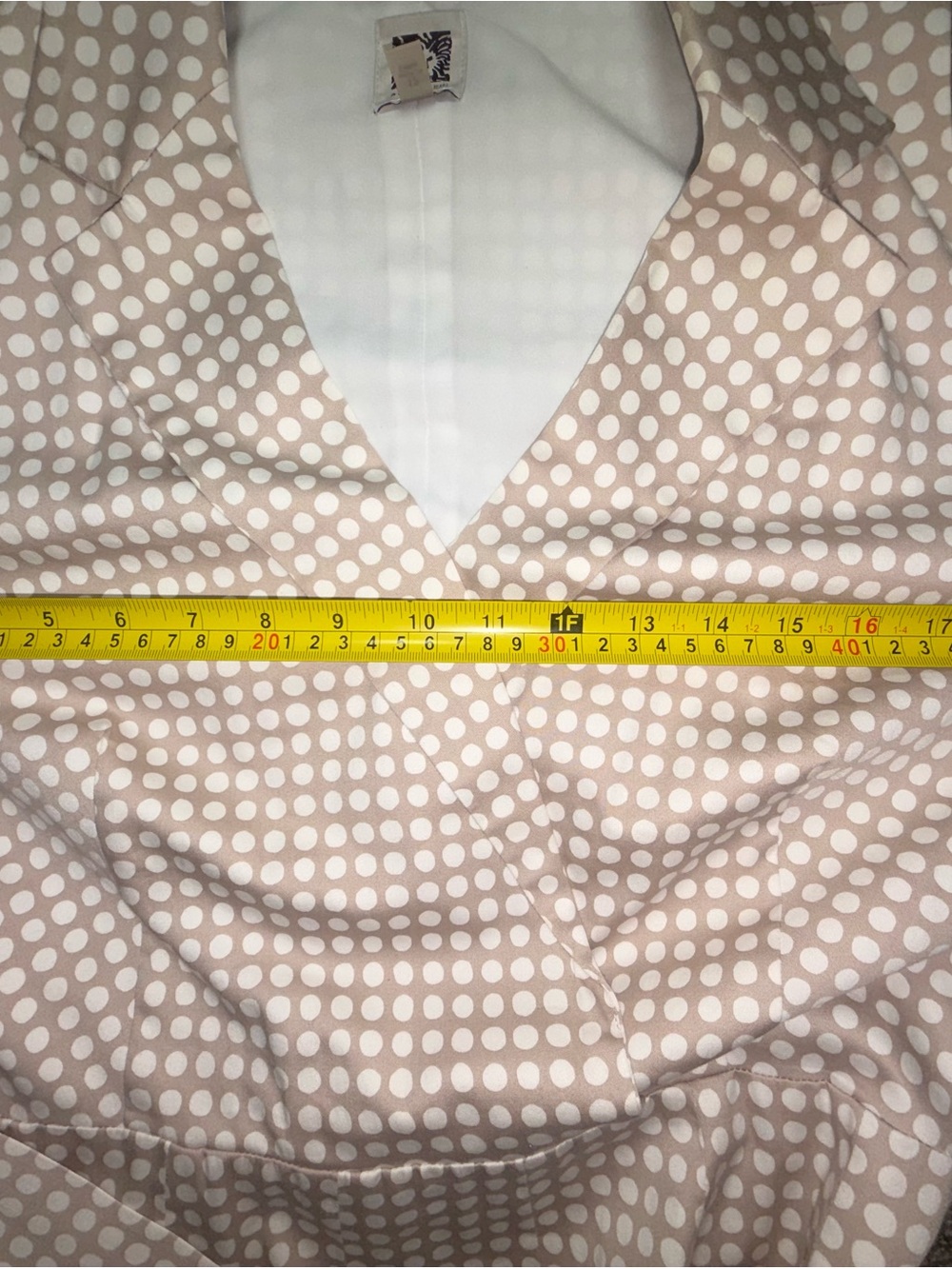 Anne Klein Polka Dot Sleeveless Faux Wrap Pleated Dress Size 12 - Picture 12 of 14